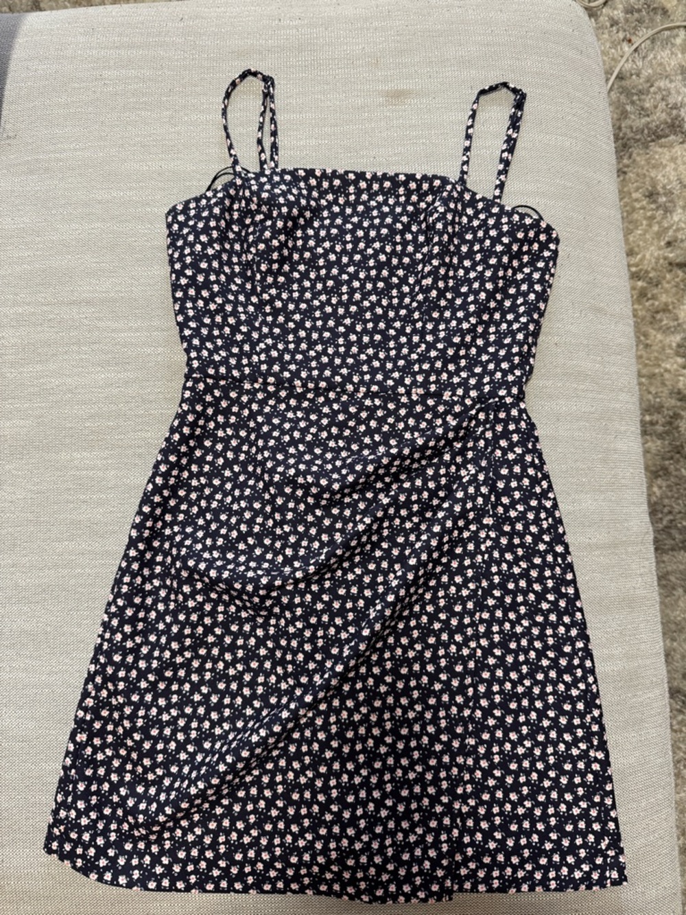 French Connection Navy Mini Dress with Pink Floral Print